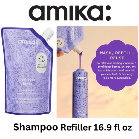 amika Other - NEW amika Bust Your Brass Blonde Purple Shampoo Refiller 16.9 fl oz
